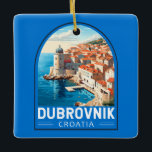 Dubrovnik Croatia Travel Art Vintage Ceramic Ornament<br><div class="desc">Dubrovnik Croatia retro travel design. It's known for its distinctive Old Town,  encircled with massive stone walls completed in the 16th century.</div>