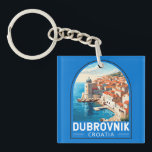 Dubrovnik Croatia Travel Art Vintage Key Ring<br><div class="desc">Dubrovnik Croatia retro travel design. It's known for its distinctive Old Town,  encircled with massive stone walls completed in the 16th century.</div>