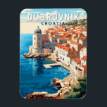 Dubrovnik Croatia Travel Art Vintage Magnet<br><div class="desc">Dubrovnik Croatia retro travel design. It's known for its distinctive Old Town,  encircled with massive stone walls completed in the 16th century.</div>