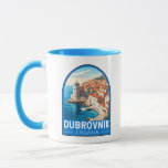 Dubrovnik Croatia Travel Art Vintage Mug<br><div class="desc">Dubrovnik Croatia retro travel design. It's known for its distinctive Old Town,  encircled with massive stone walls completed in the 16th century.</div>