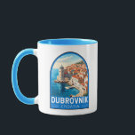 Dubrovnik Croatia Travel Art Vintage Mug<br><div class="desc">Dubrovnik Croatia retro travel design. It's known for its distinctive Old Town,  encircled with massive stone walls completed in the 16th century.</div>