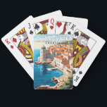 Dubrovnik Croatia Travel Art Vintage Playing Cards<br><div class="desc">Dubrovnik Croatia retro travel design. It's known for its distinctive Old Town,  encircled with massive stone walls completed in the 16th century.</div>