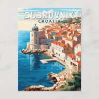 Dubrovnik Croatia Travel Art Vintage