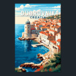 Dubrovnik Croatia Travel Art Vintage Poster<br><div class="desc">Dubrovnik Croatia retro travel design. It's known for its distinctive Old Town,  encircled with massive stone walls completed in the 16th century.</div>