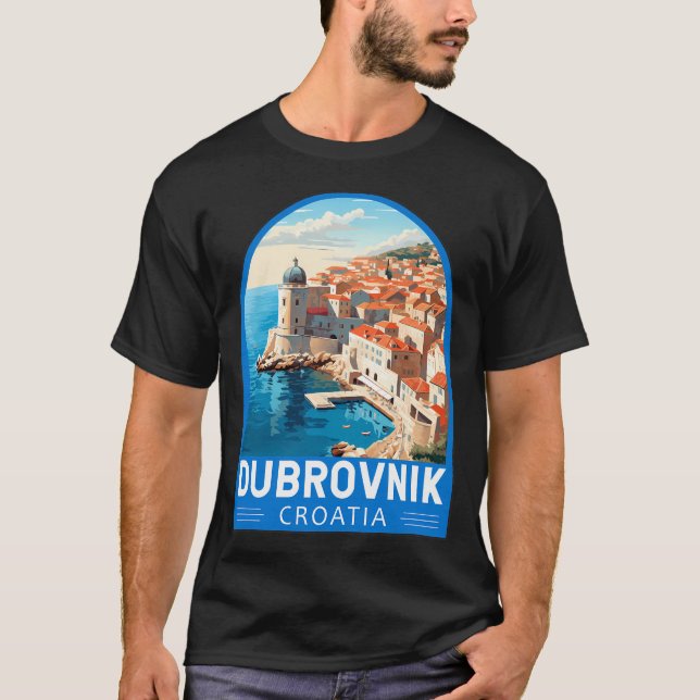 Dubrovnik Croatia Travel Retro Emblem T-Shirt (Front)
