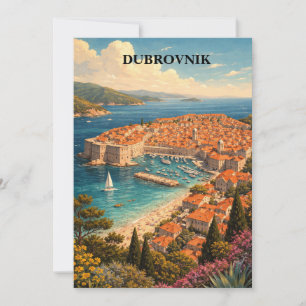 Dubrovnik Croatia Vintage Travel Art Card
