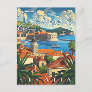 Dubrovnik Croatia Vintage Travel Postcard