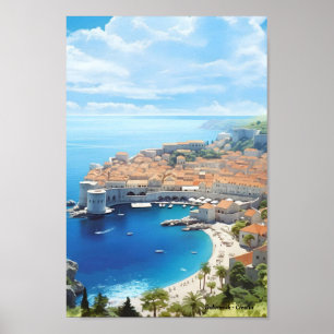 Dubrovnik Croatia Vintage Travel  Poster