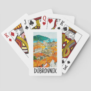 Dubrovnik Croatia Watercolor Oil Paint Postcard Playing Cards