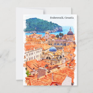 Dubrovnik Croatia Watercolor Painting Postcard