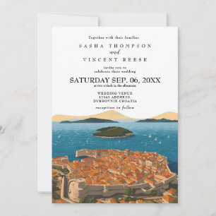 Dubrovnik Croatia Wedding Invitation Retro