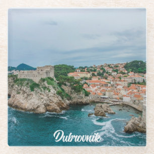 Dubrovnik harbor and city center glass coaster