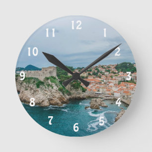 Dubrovnik harbor and city center round clock