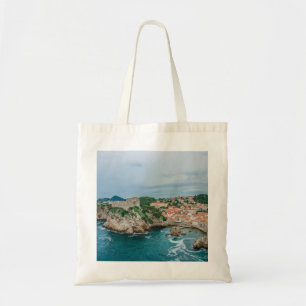 Dubrovnik harbor and city center tote bag