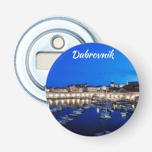 Dubrovnik harbor and walls illuminated at night bottle opener