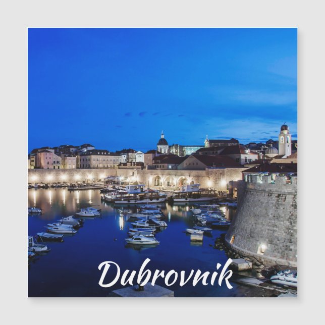 Dubrovnik harbor and walls illuminated at night ma (Front)