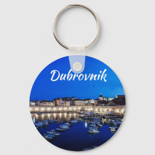 Dubrovnik harbour and walls illuminated at night key ring