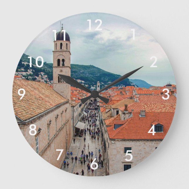 Dubrovnik main street, Croatia Large Clock (Front)