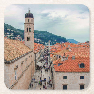 Dubrovnik main street, Croatia Square Paper Coaster