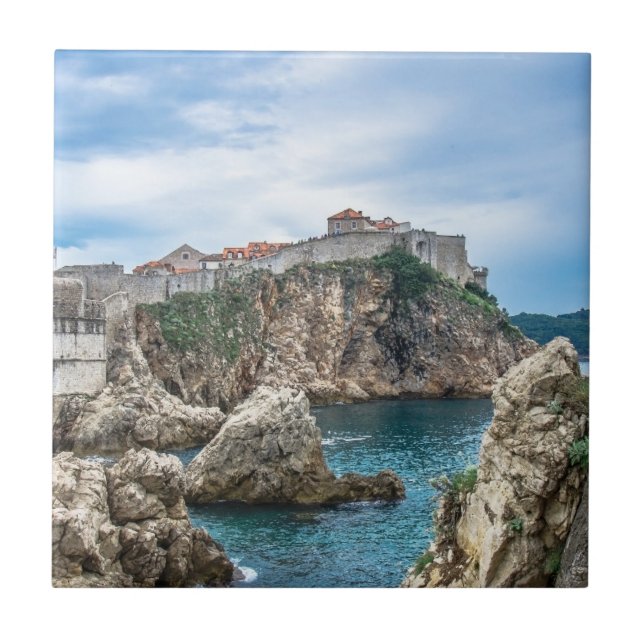 Dubrovnik walls view from sea ceramic tile (Front)