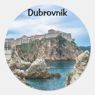 Dubrovnik walls view from sea classic round sticker