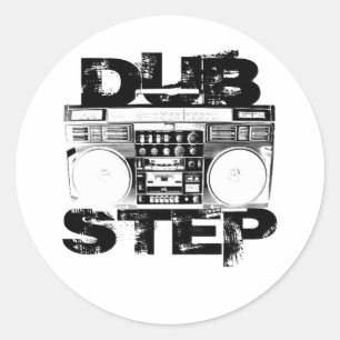 Dubstep Black Boombox Classic Round Sticker