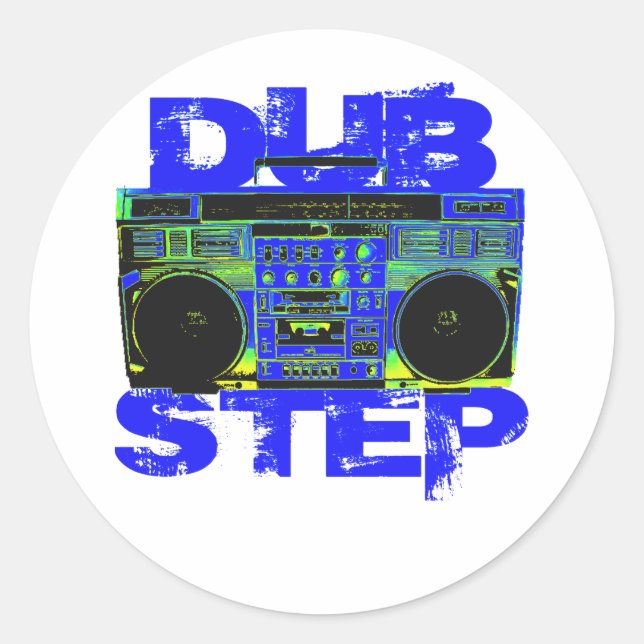 Dubstep Blue Boombox Classic Round Sticker (Front)