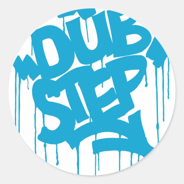 Dubstep FatCap Sky Blue Classic Round Sticker (Front)