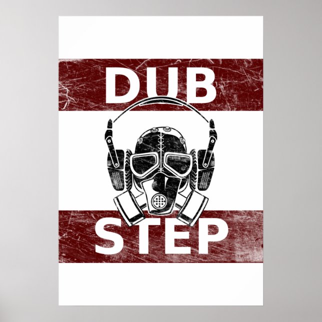 Dubstep gas mask & headphones poster (Front)