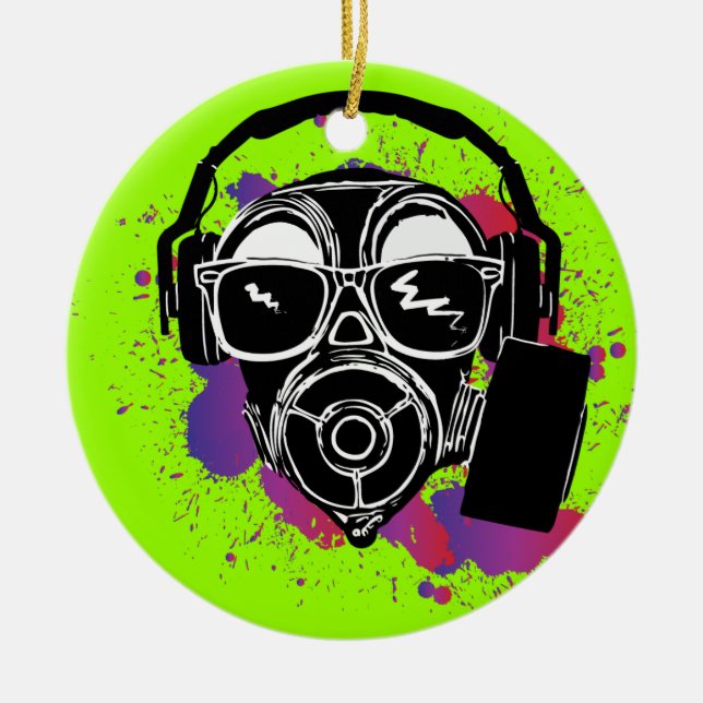 Dubstep Gasmask Ceramic Tree Decoration (Front)