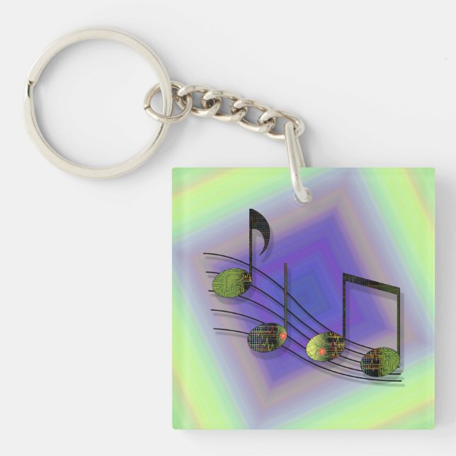 Dubstep Notes Acrylic Keychain (Front)