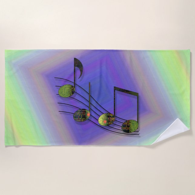 Dubstep Notes Beach Towel (Front)