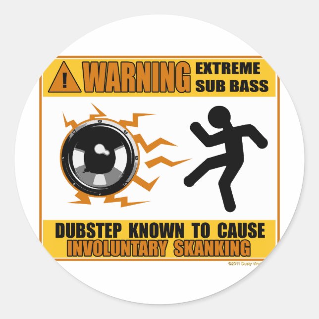 DUBSTEP Warning Extreme Bass Classic Round Sticker (Front)