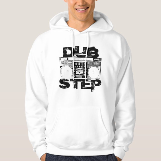 Dubstep White Boombox Hoodie (Front)