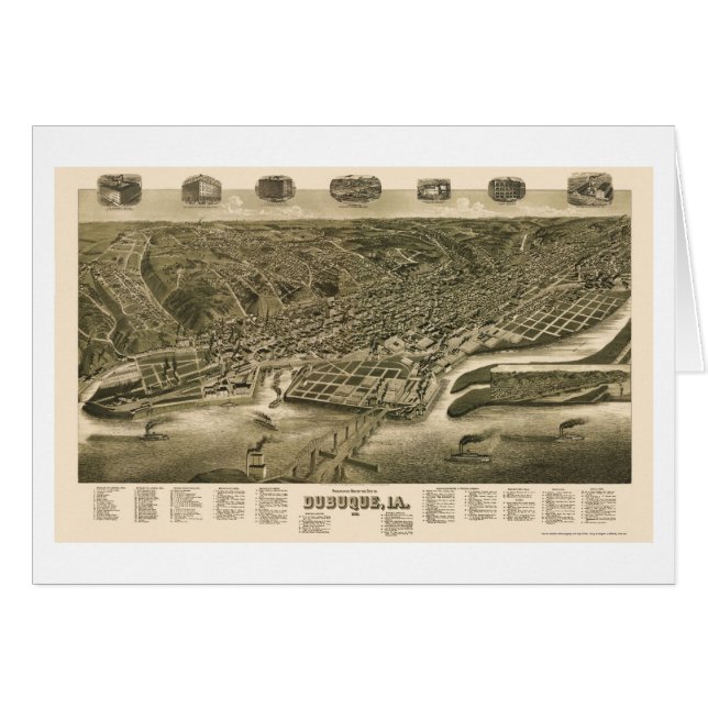 Dubuque, Iowa Panoramic Map - 1889 (Front Horizontal)