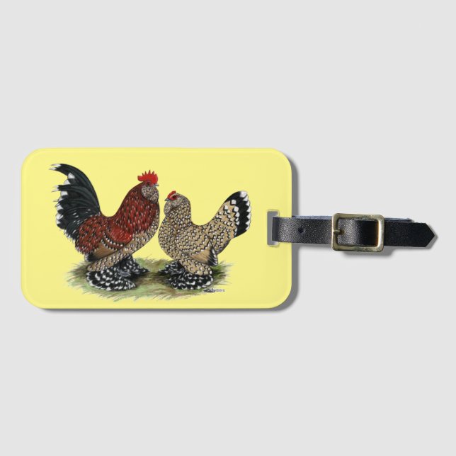 D'Uccle Bantams:  Mille Fleur Luggage Tag (Front Horizontal)