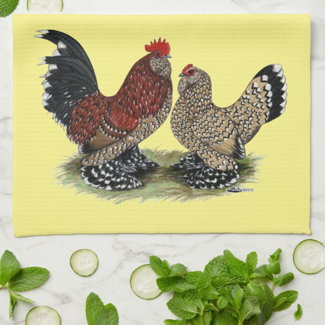 D'Uccle Bantams:  Mille Fleur Tea Towel (Folded)