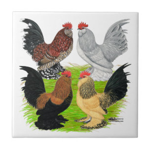 D'Uccles Four Roosters Ceramic Tile