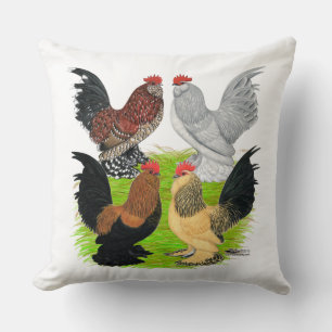 D'Uccles Four Roosters Cushion