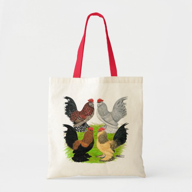 D'Uccles Four Roosters Tote Bag (Front)