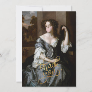 Duchess blowing a pink bubble gum thank you card