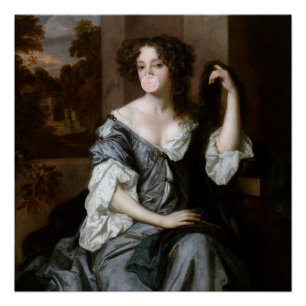 Duchess of Portsmouth blowing a pink bubble gum Poster