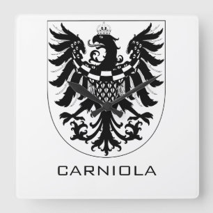 Duchy of Carniola Monochrome Heraldic Art Square Wall Clock