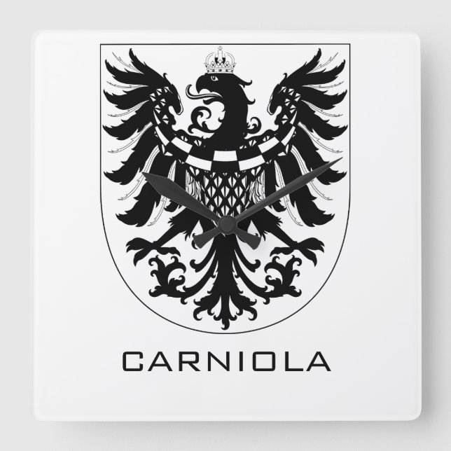 Duchy of Carniola Monochrome Heraldic Art  Square Wall Clock (Front)