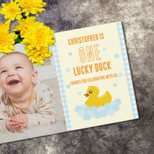 Duck 1st Birthday Thank You Card