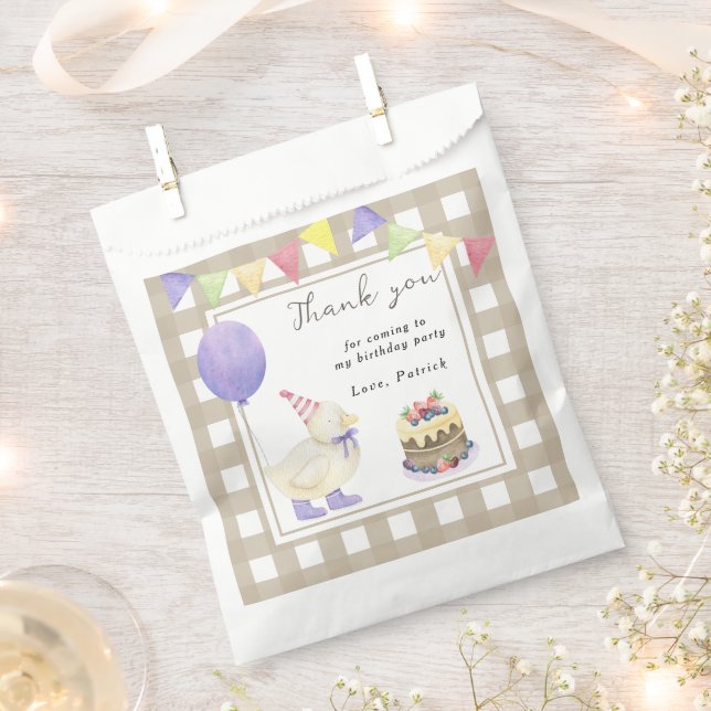 Duck 1st birthday Thank you for coming Favour Bag (Clipped)