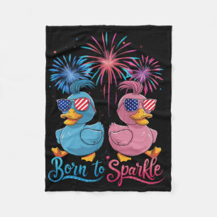 Duck 4th Of July Duck-lover American Usa Flag Blue Fleece Blanket