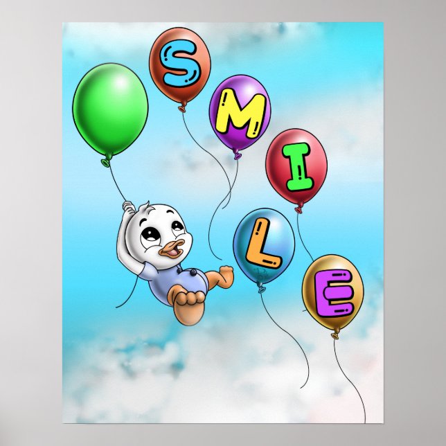 Duck and Balloons Poster (Front)