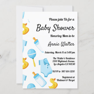 Duck and Boat themed Baby Shower Invitation