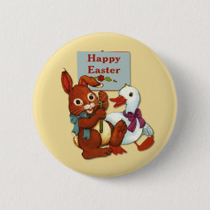 Duck and Bunny Easter 6 Cm Round Badge